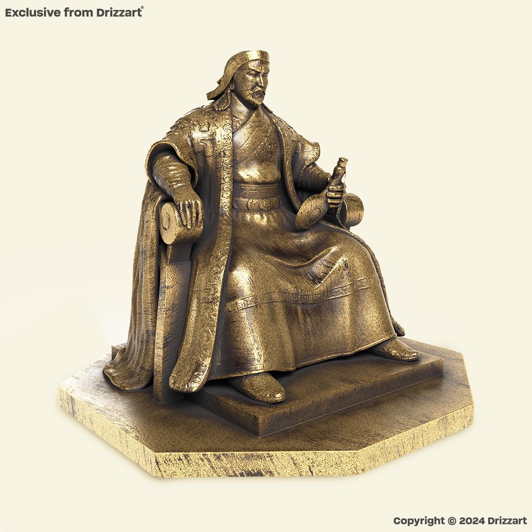 Genghis Khan Statue – Legendary Mongol Emperor, Icon of Power and Conquest Antique gold statue ! - Image 5