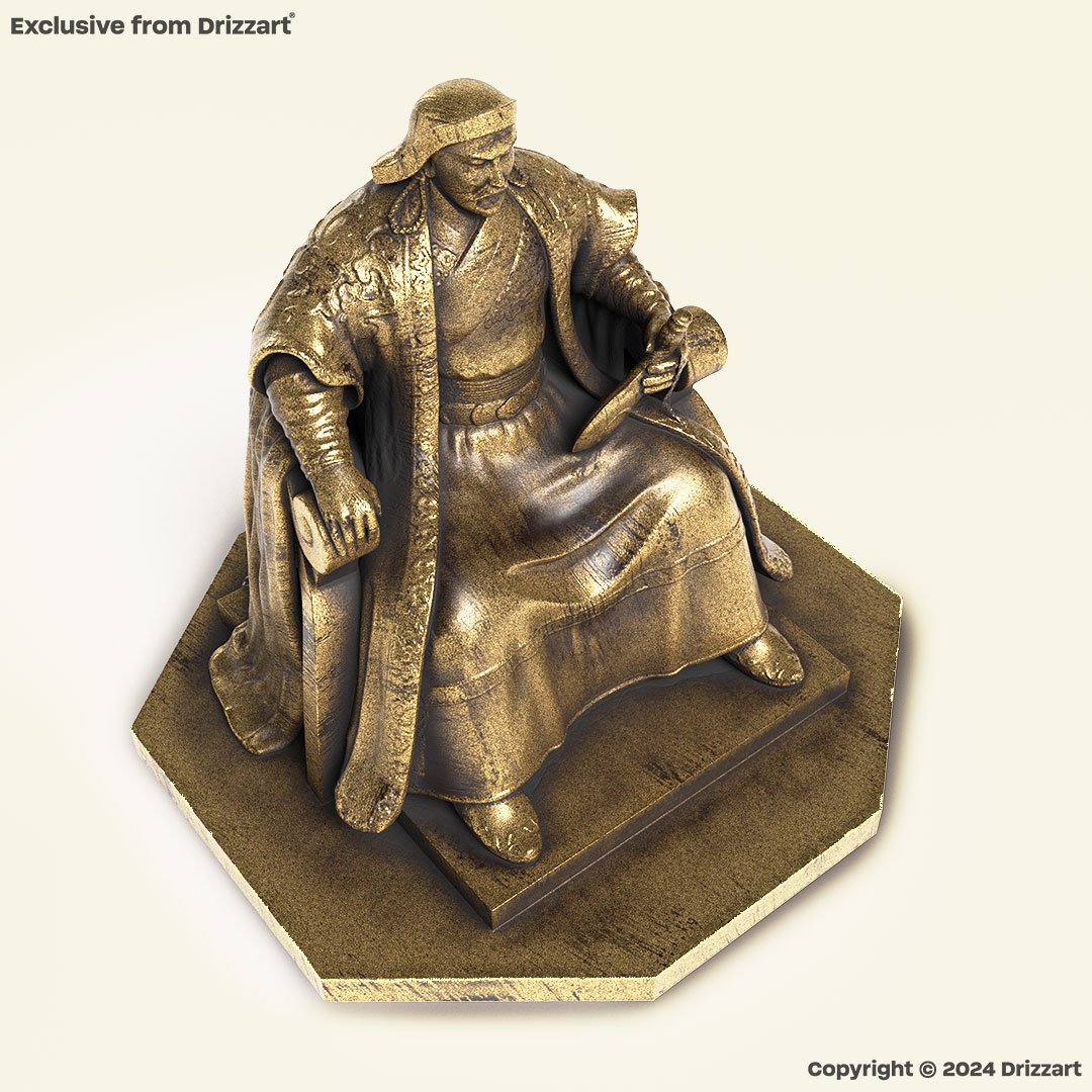 Genghis Khan Statue – Legendary Mongol Emperor, Icon of Power and Conquest Antique gold statue ! - Image 2